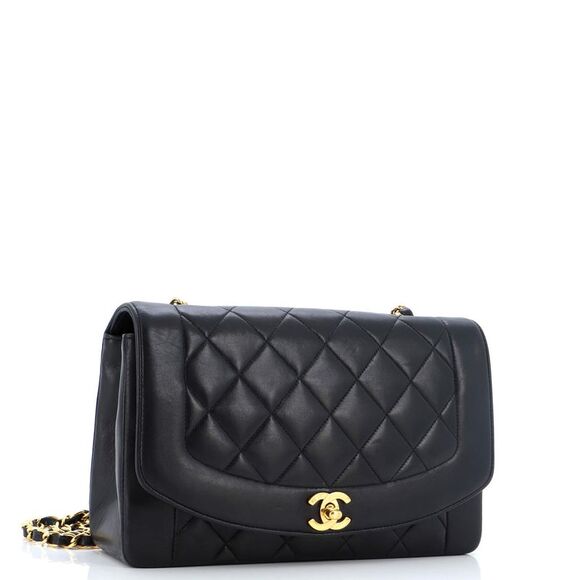 Chanel Vintage Diana Flap Bag Quilted Lambskin Medium Black - Picture 2 of 8